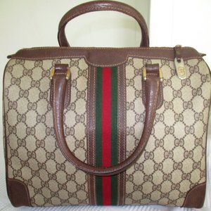 Sale GUCCI Supreme Sherry Line Coated Canvas Boston Doctor Bag Speedy Bag